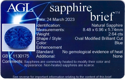 2.64 Ct. Blue Sapphire from Ceylon (Sri Lanka)