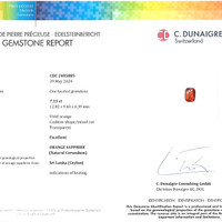 7.33 Ct. Orange Sapphire from Ceylon (Sri Lanka) Scan Report