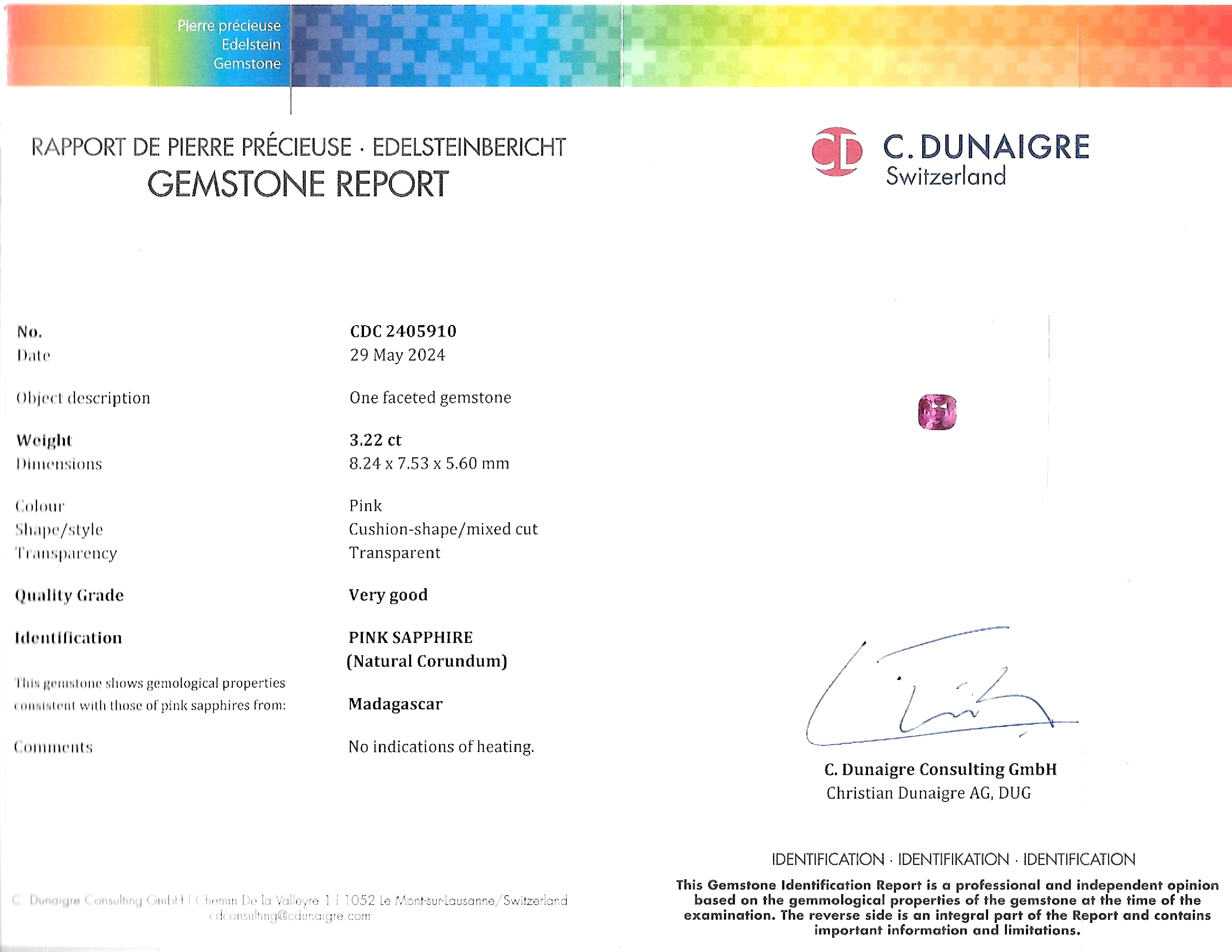 3.22 Ct. Pink Sapphire from Madagascar