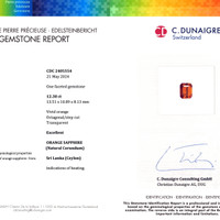 12.30 Ct. Orange Sapphire from Ceylon (Sri Lanka) Scan Report