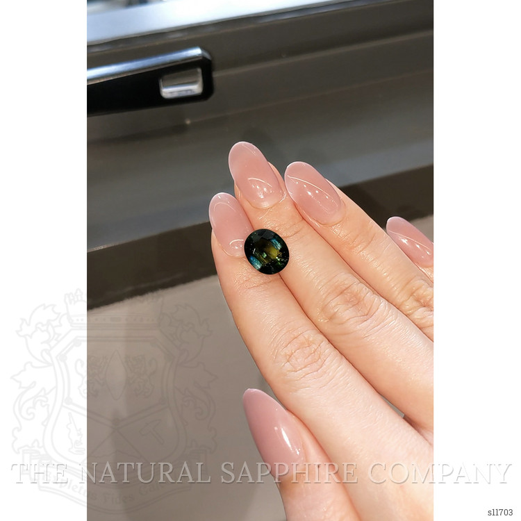 5.74 Ct. Bluish Green Sapphire from Ceylon (Sri Lanka)