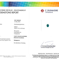 4.24 Ct. Bluish Green Sapphire from Madagascar Scan Report