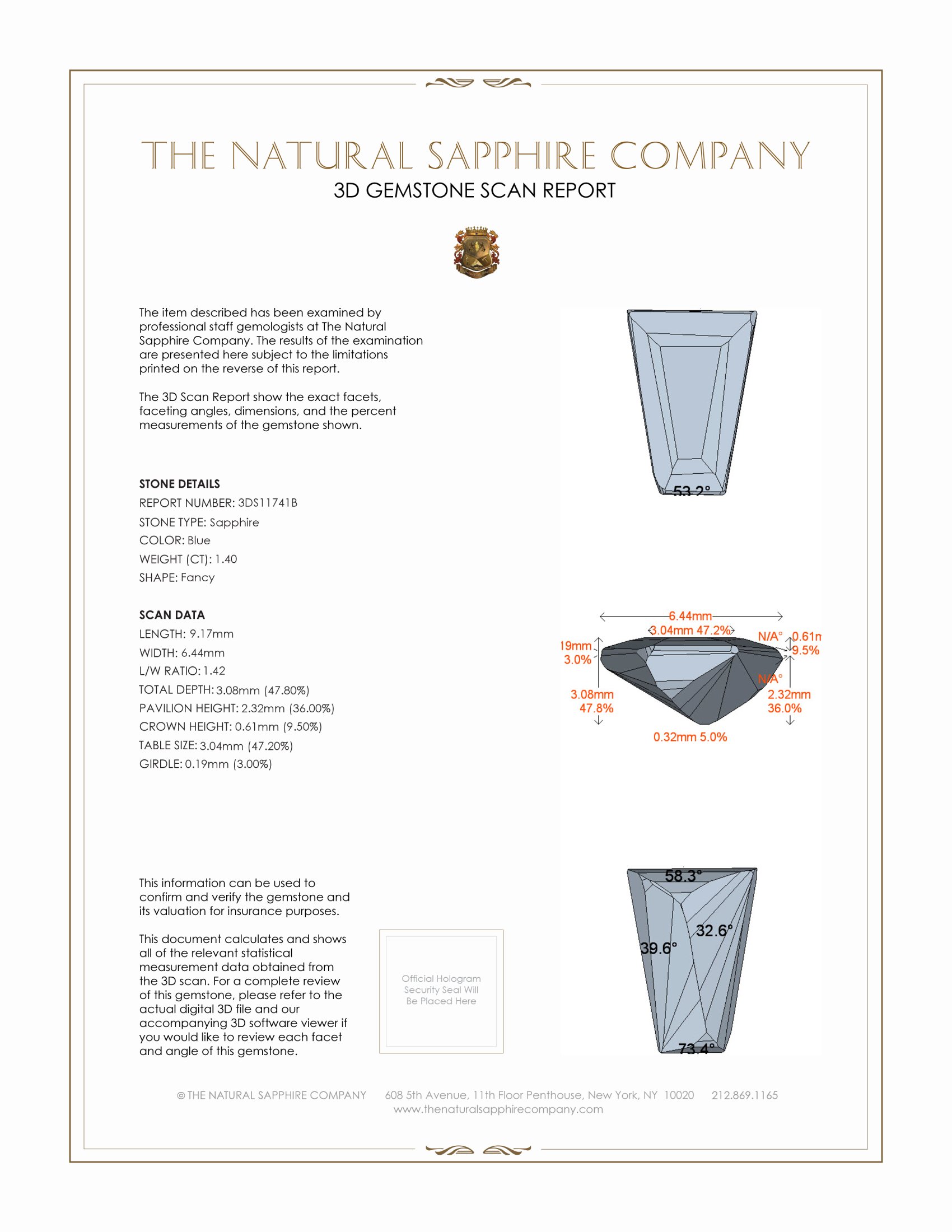 1.40 Ct. Blue Sapphire from Ceylon (Sri Lanka)