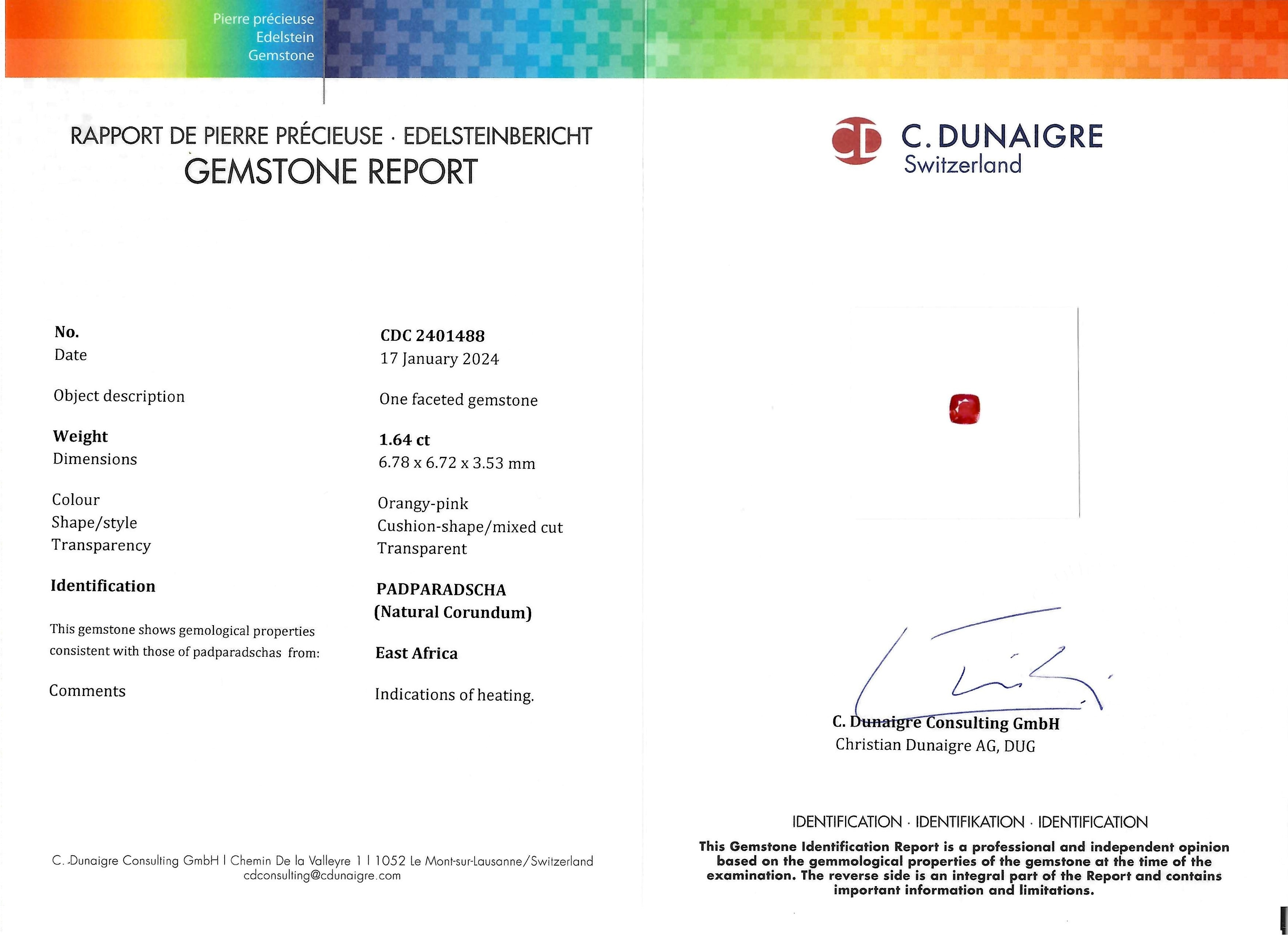 1.64 Ct. Padparadscha Sapphire from East Africa