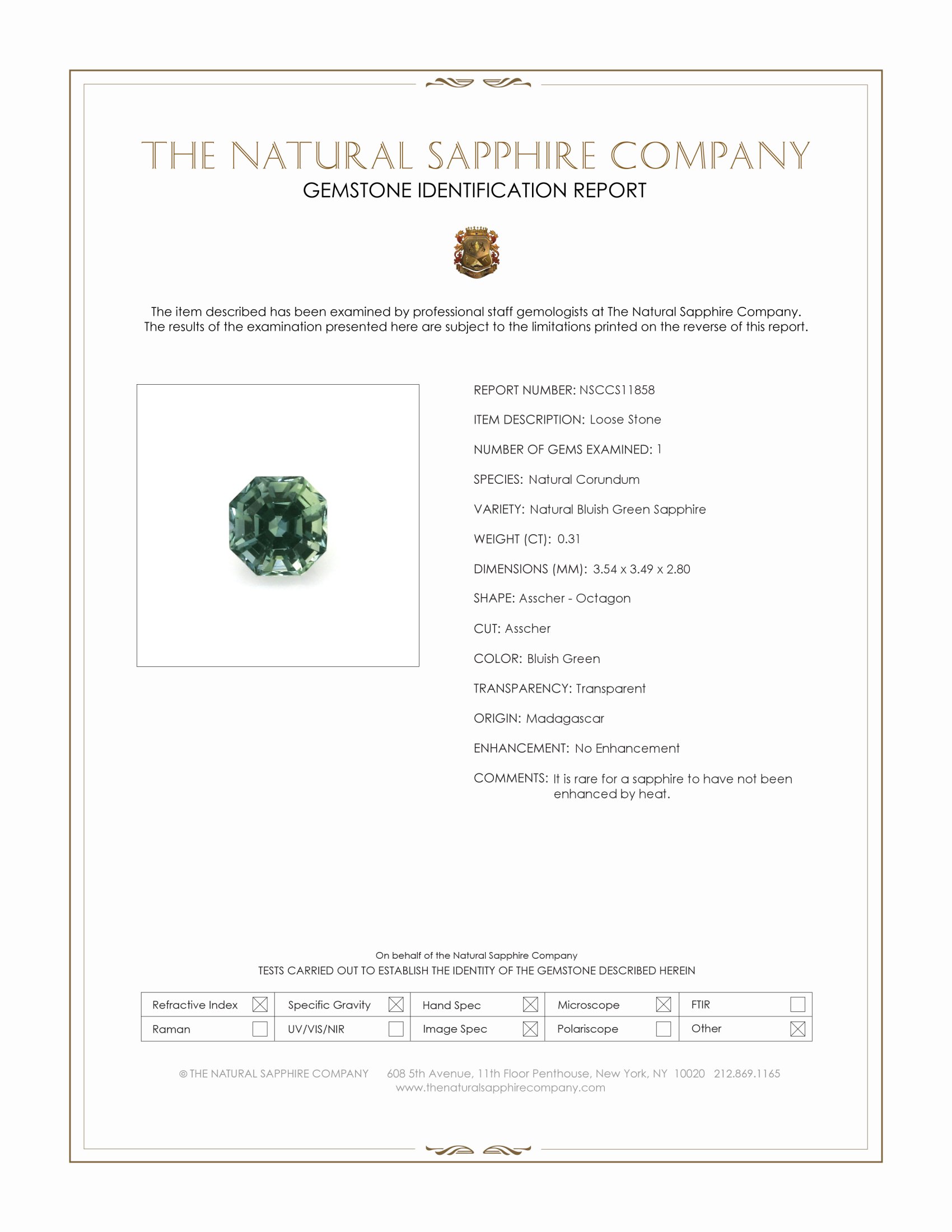 0.31 Ct. Bluish Green Sapphire from Madagascar