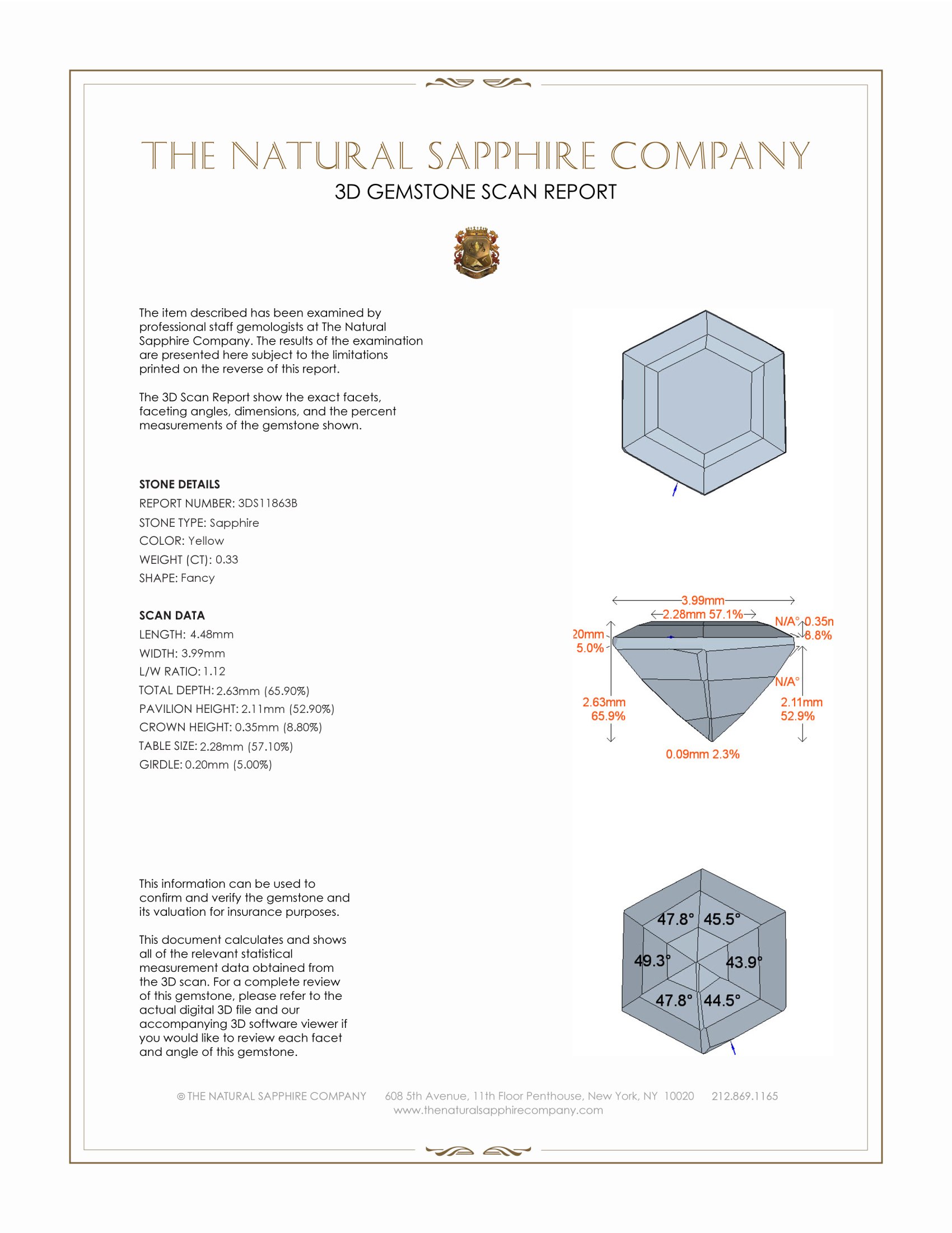0.33 Ct. Yellow Sapphire from Montana