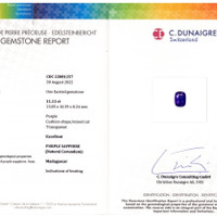 11.11 Ct. Purple Sapphire from Madagascar Scan Report