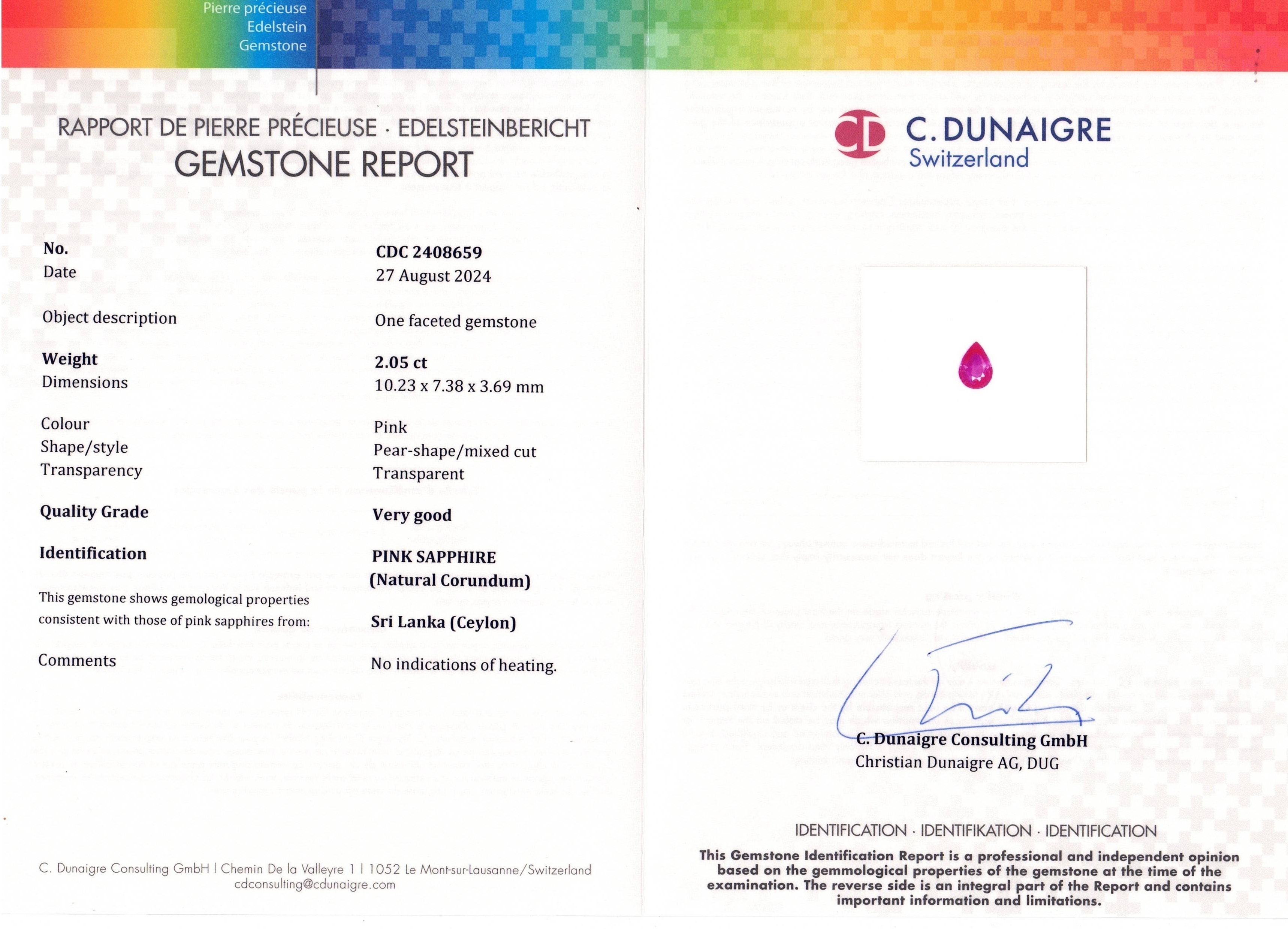 2.05 Ct. Pink Sapphire from Ceylon (Sri Lanka)