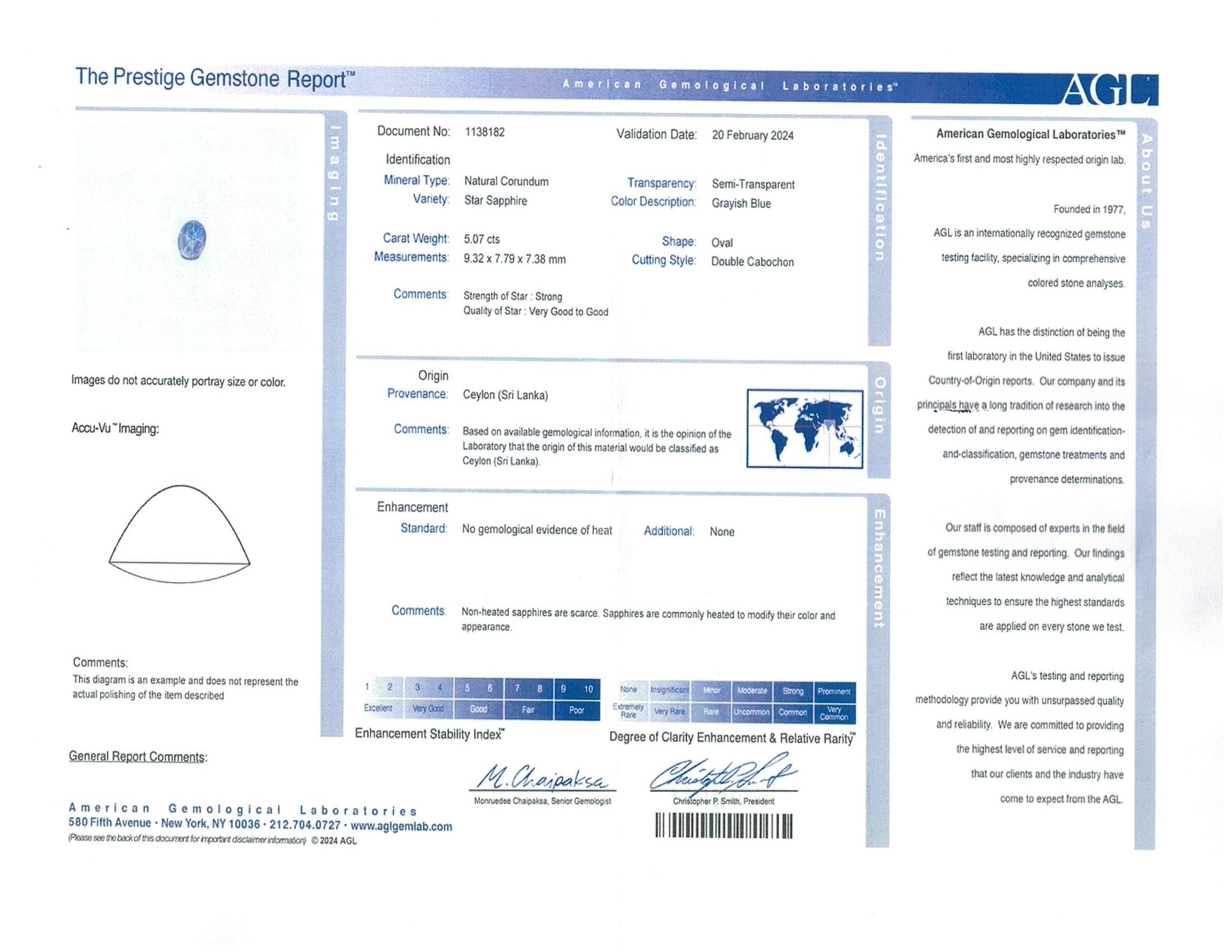 5.07 Ct. Greyish Blue Star Sapphire from Ceylon (Sri Lanka)