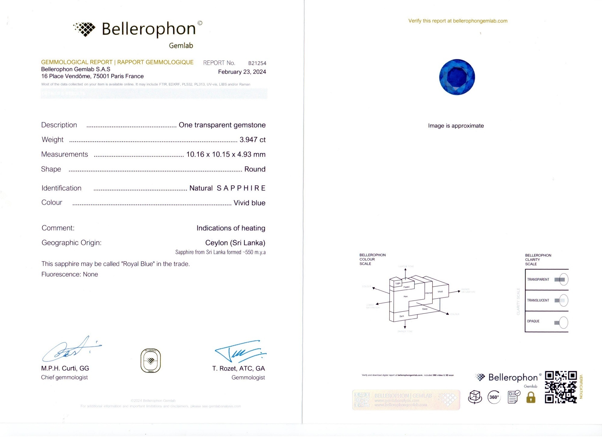 3.94 Ct. Blue Sapphire from Ceylon (Sri Lanka)