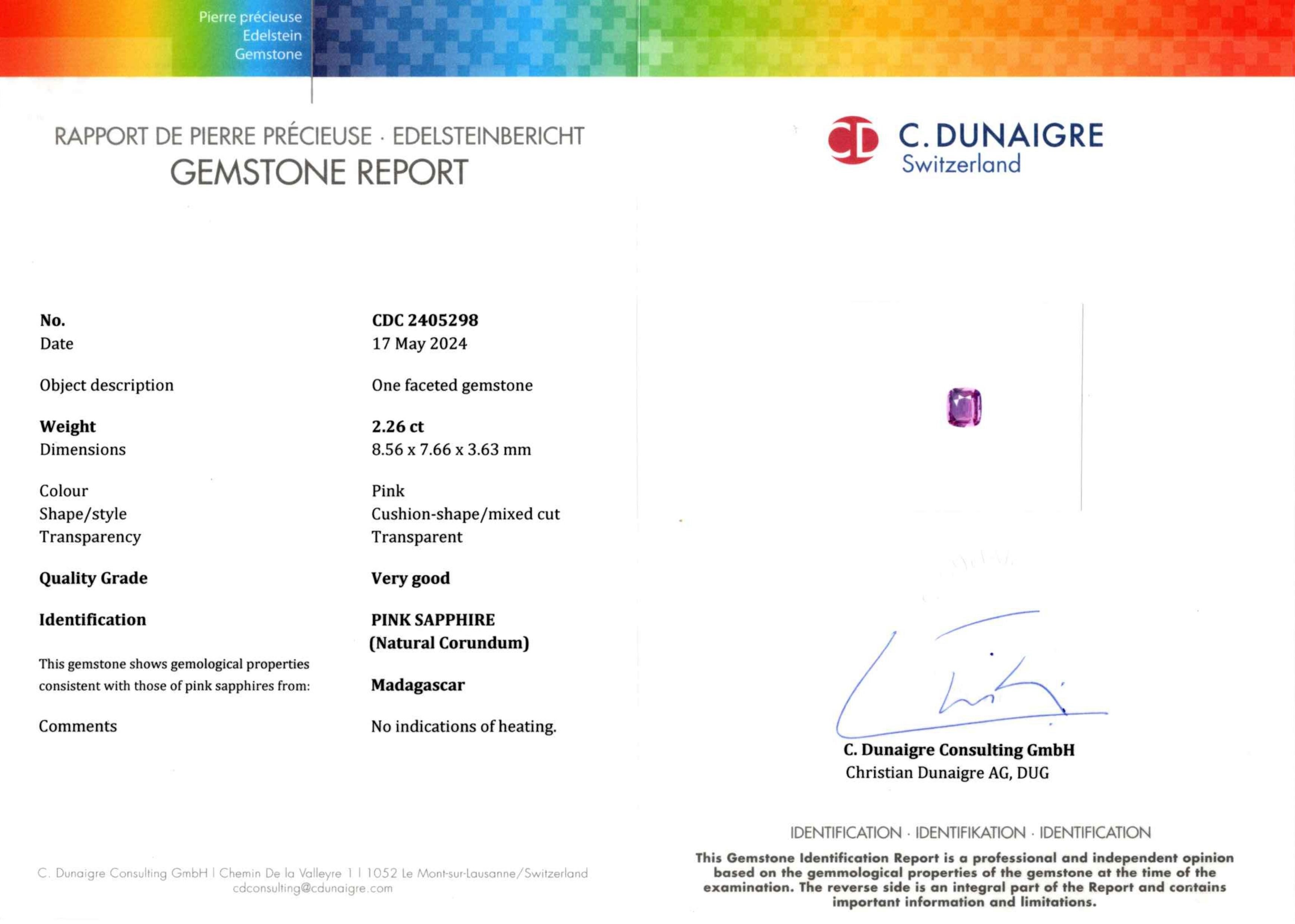 2.26 Ct. Pink Sapphire from Madagascar