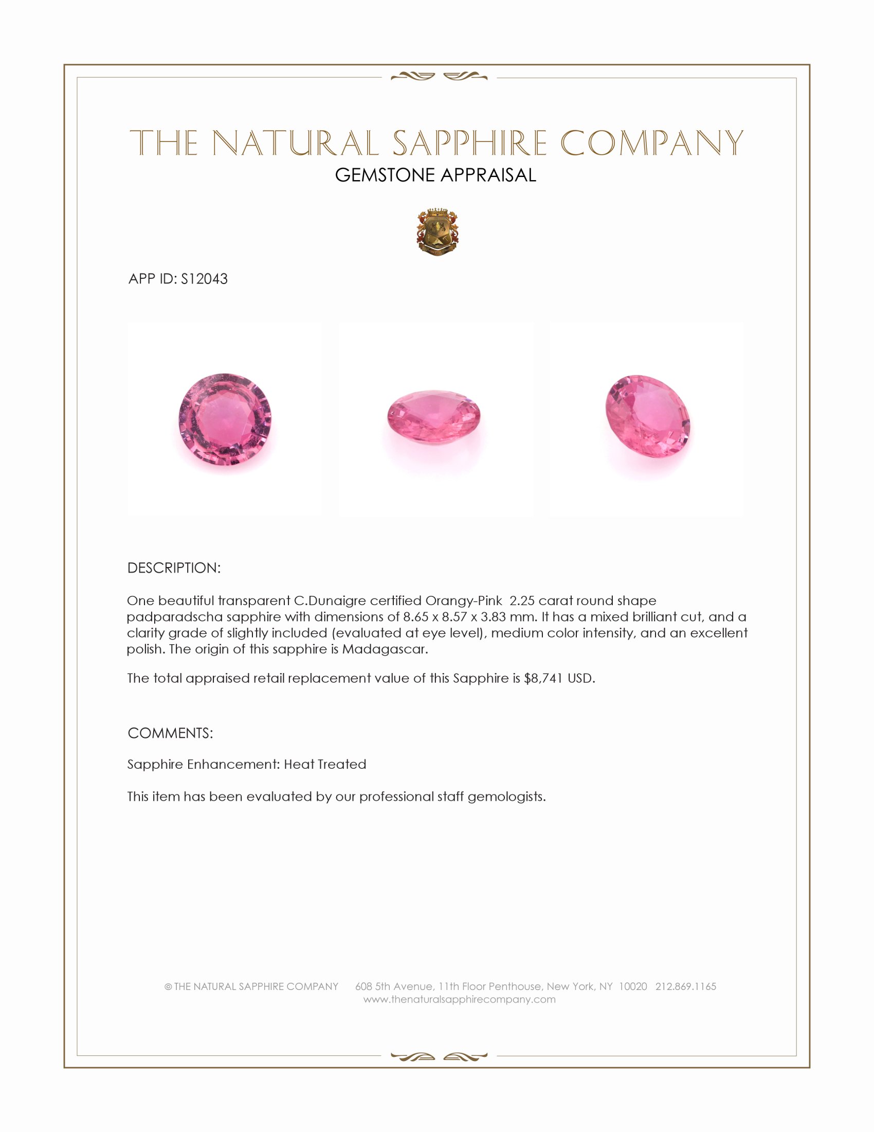 2.25 Ct. Padparadscha Sapphire from Madagascar