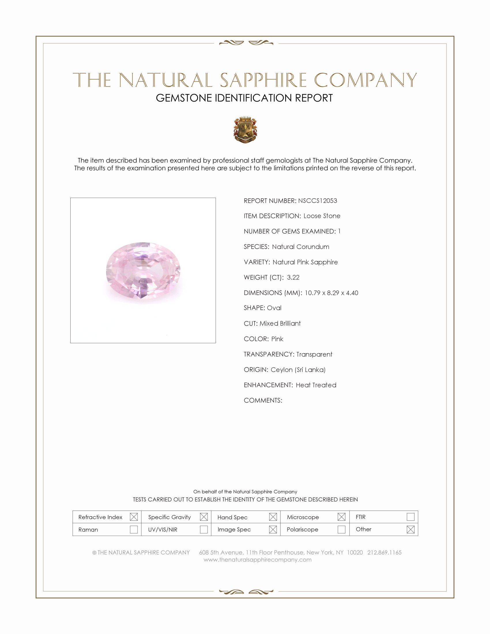 3.22 Ct. Pink Sapphire from Ceylon (Sri Lanka)