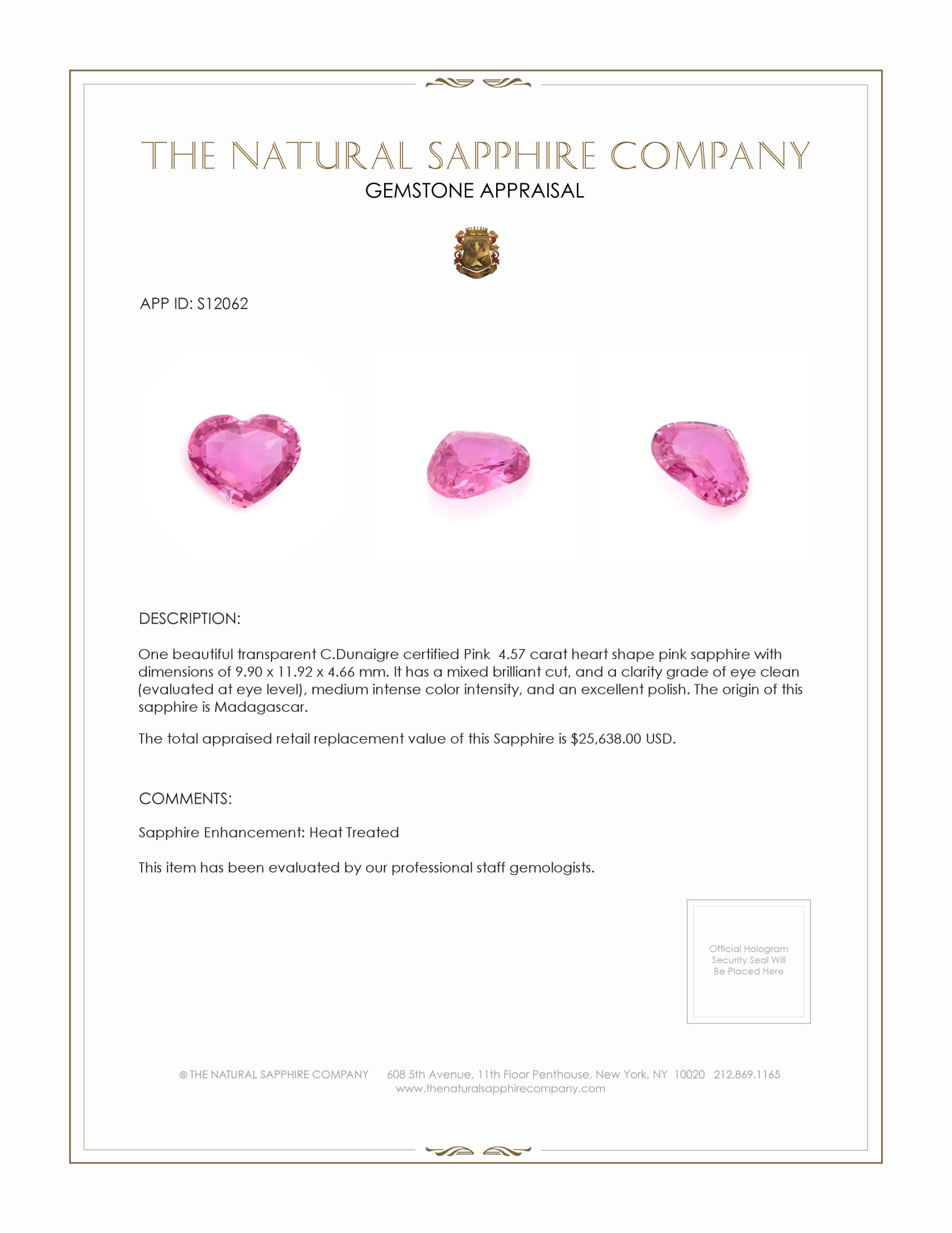 4.57 Ct. Pink Sapphire from Madagascar