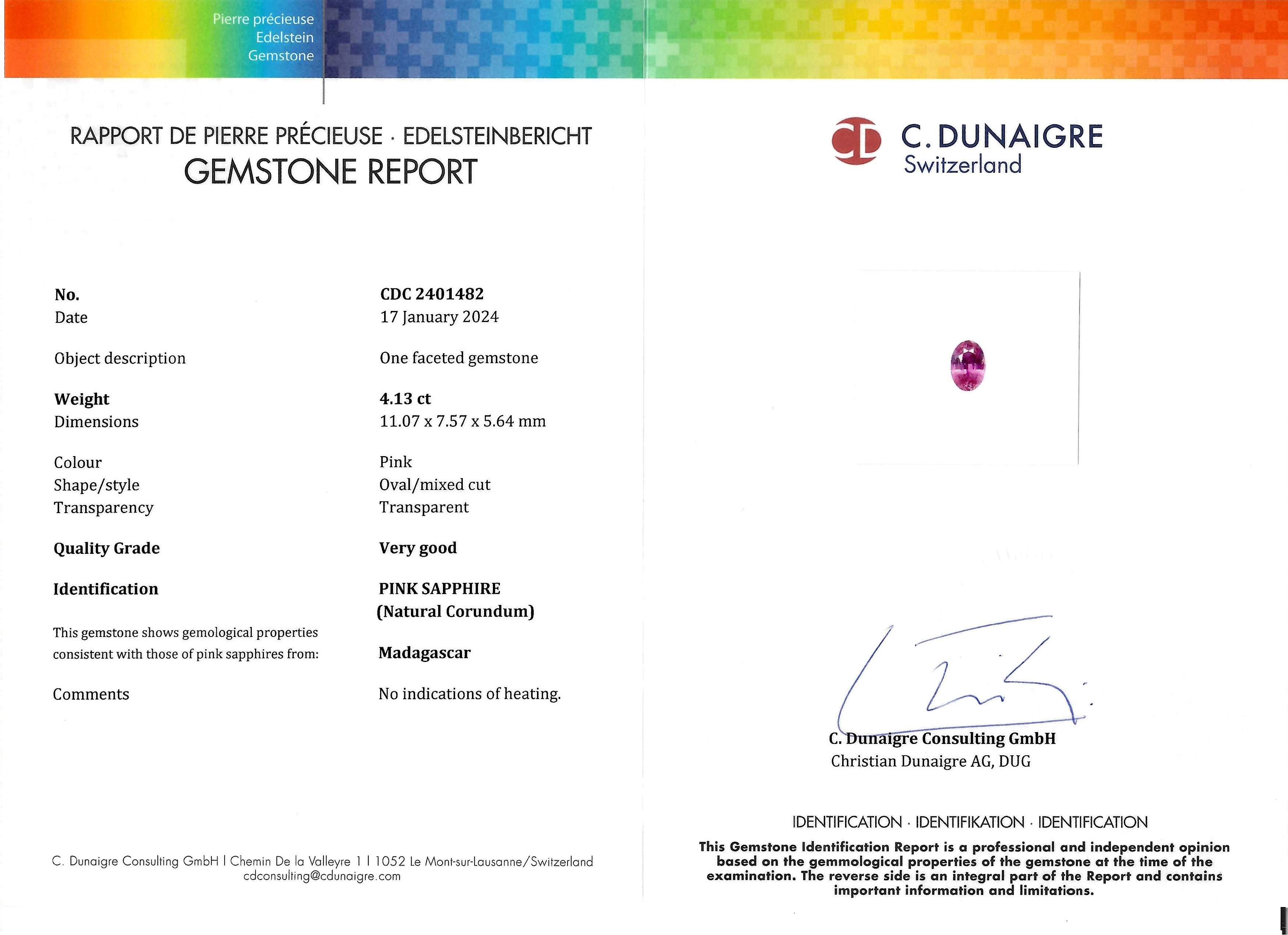 4.13 Ct. Pink Sapphire from Madagascar