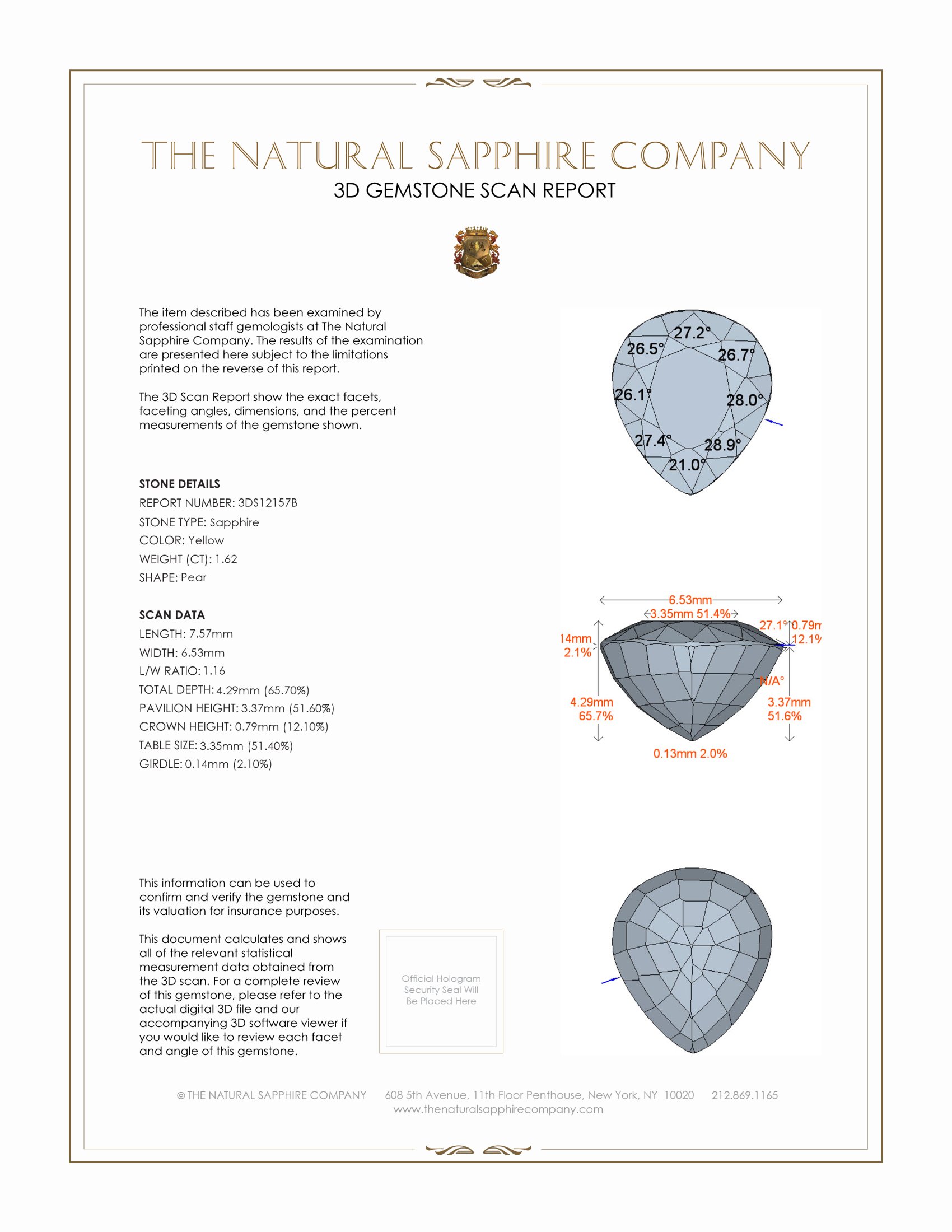 1.62 Ct. Yellow Sapphire from Ceylon (Sri Lanka)