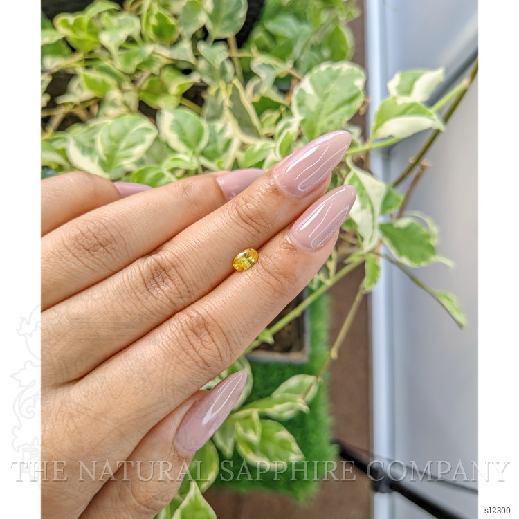 0.56 Ct. Orangish Yellow Sapphire from Ceylon (Sri Lanka)