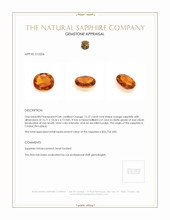 15.27 Ct. Orange Sapphire from Ceylon (Sri Lanka) Appraisal