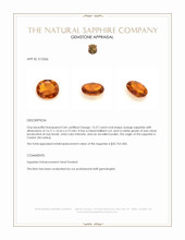 15.27 Ct. Orange Sapphire from Ceylon (Sri Lanka) Appraisal