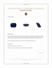2.08 Ct. Blue Sapphire from Ceylon (Sri Lanka) Appraisal