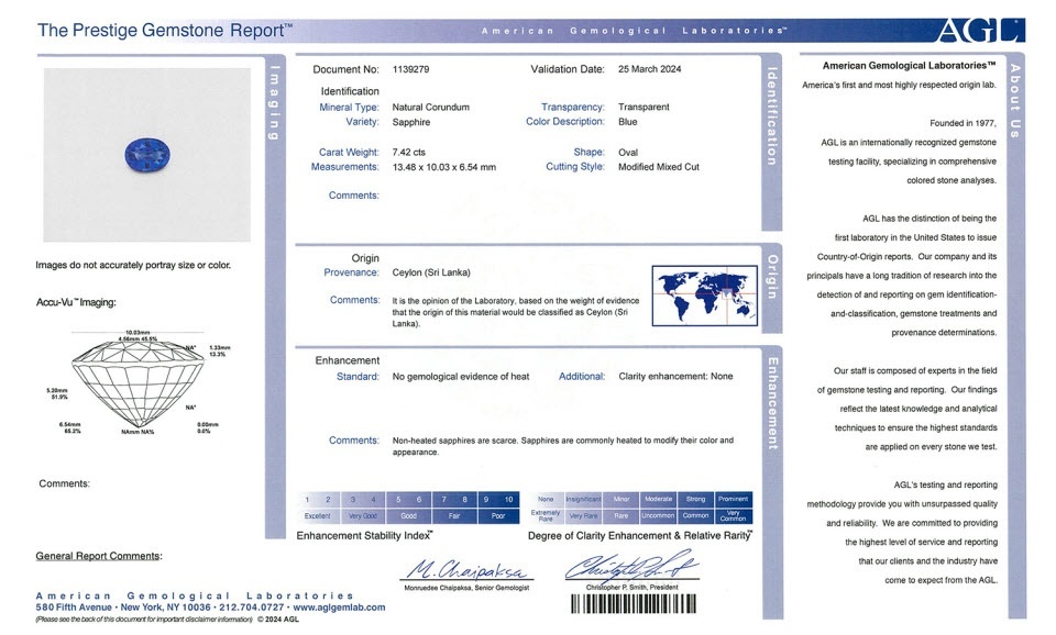 7.42 Ct. Blue Sapphire from Ceylon (Sri Lanka)