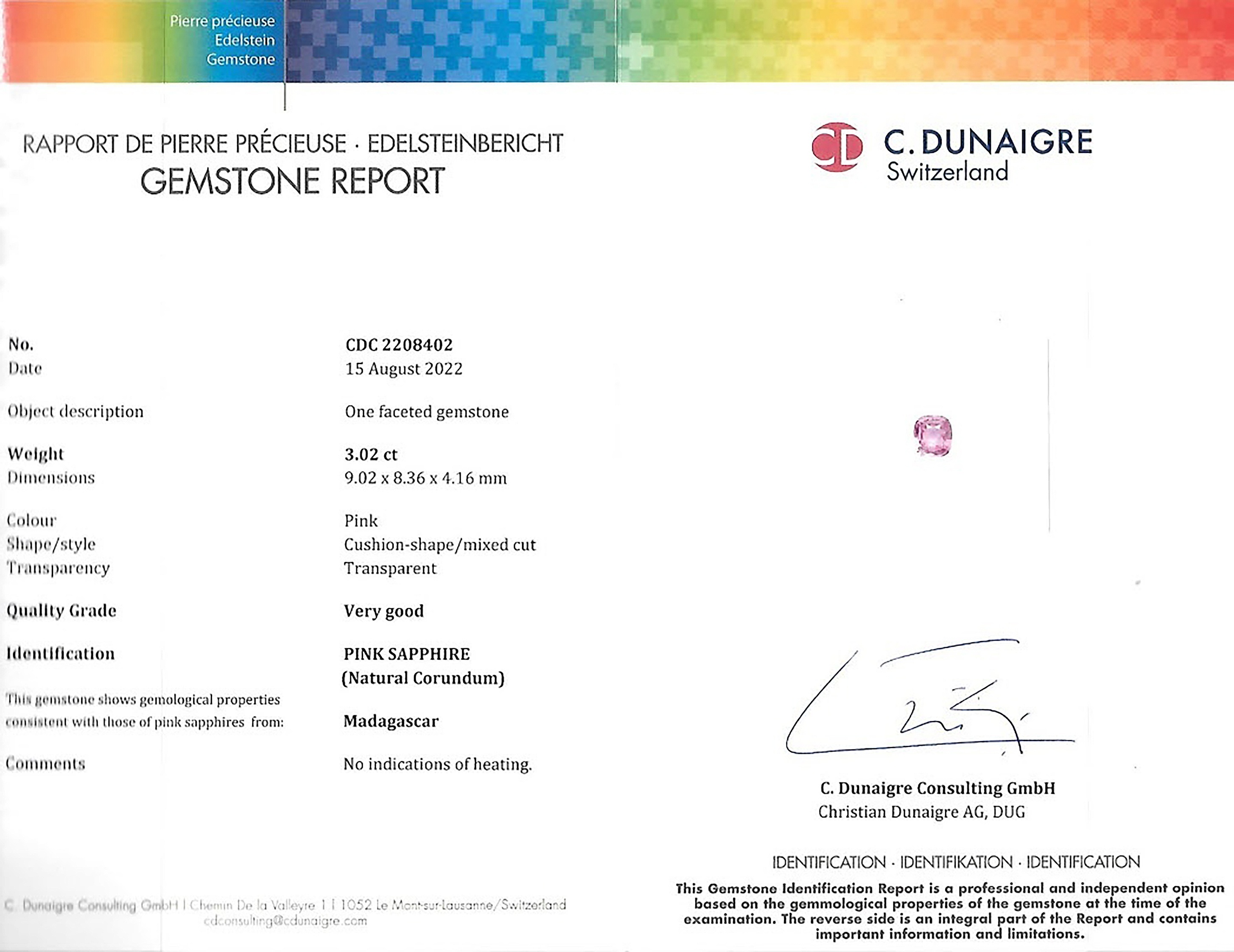 3.02 Ct. Pink Sapphire from Madagascar