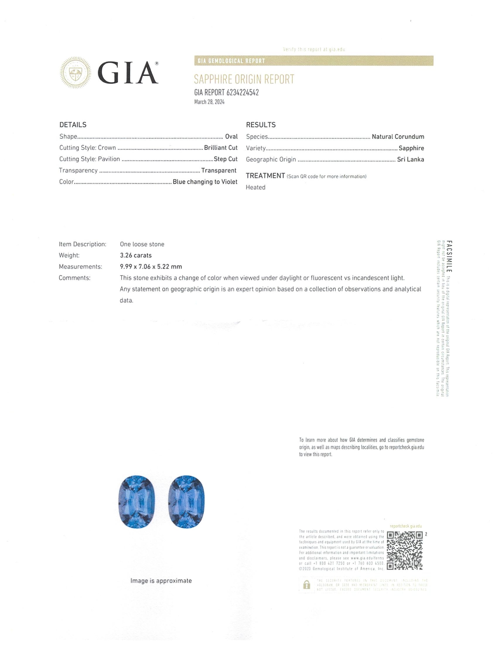 3.26 Ct. Color Change Sapphire from Ceylon (Sri Lanka)