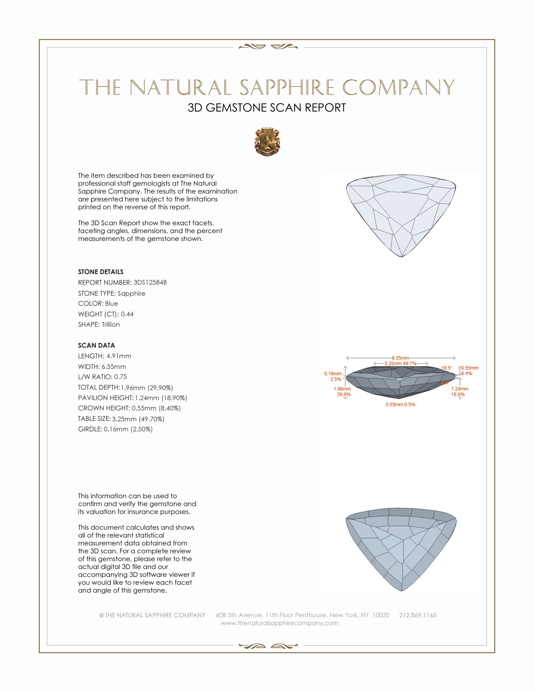 0.44 Ct. Blue Sapphire from Ceylon (Sri Lanka)