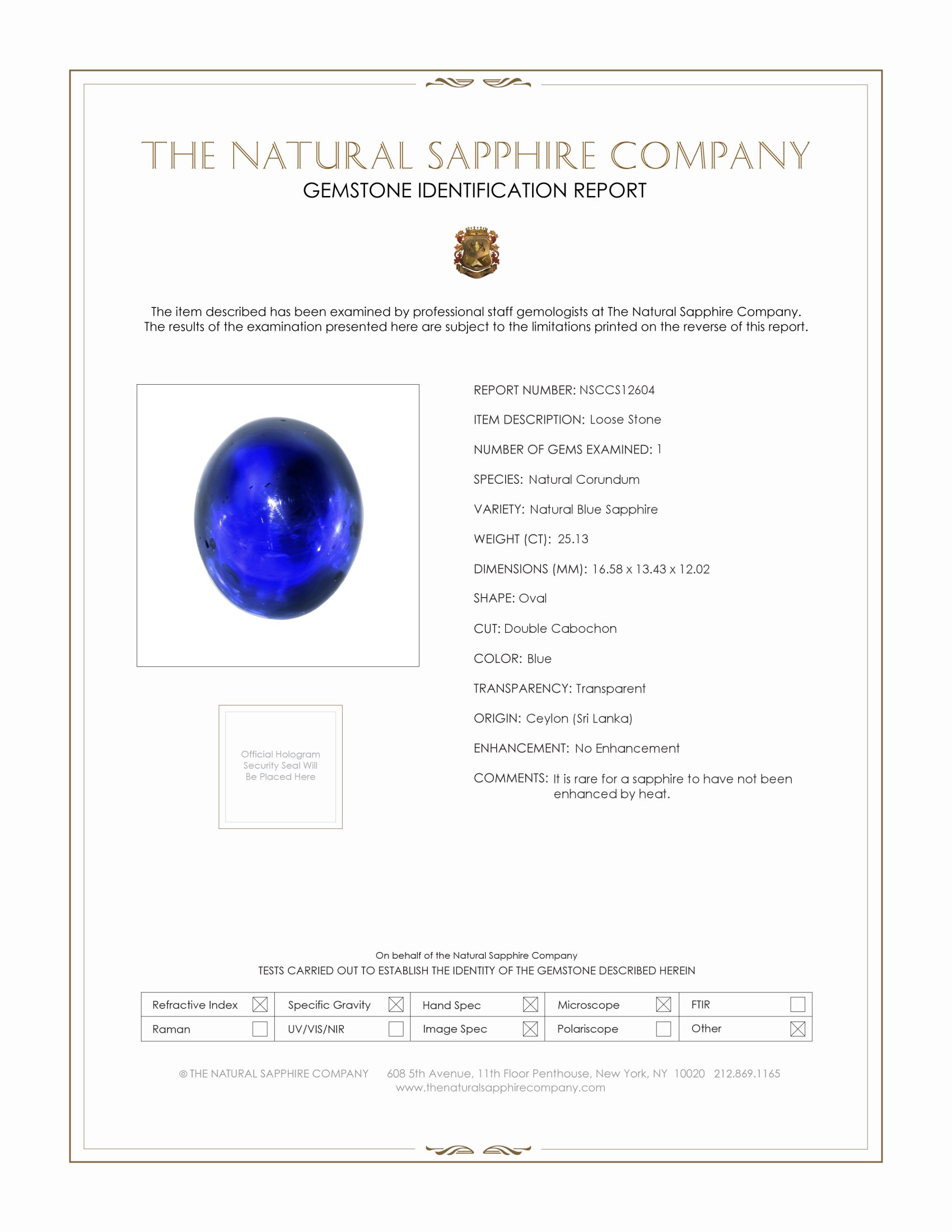 25.13 Ct. Blue Star Sapphire from Ceylon (Sri Lanka)