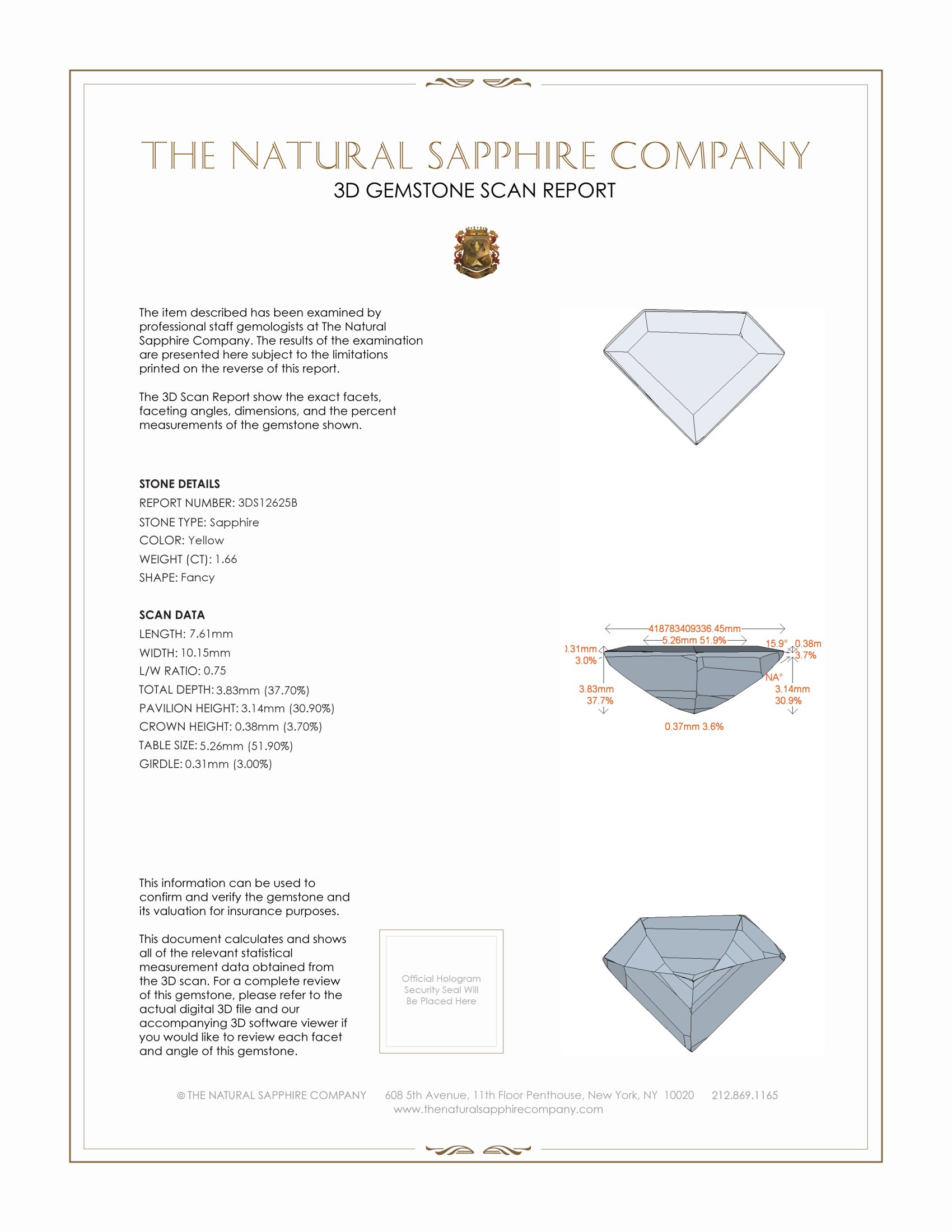 1.66 Ct. Yellow Sapphire from Ceylon (Sri Lanka)