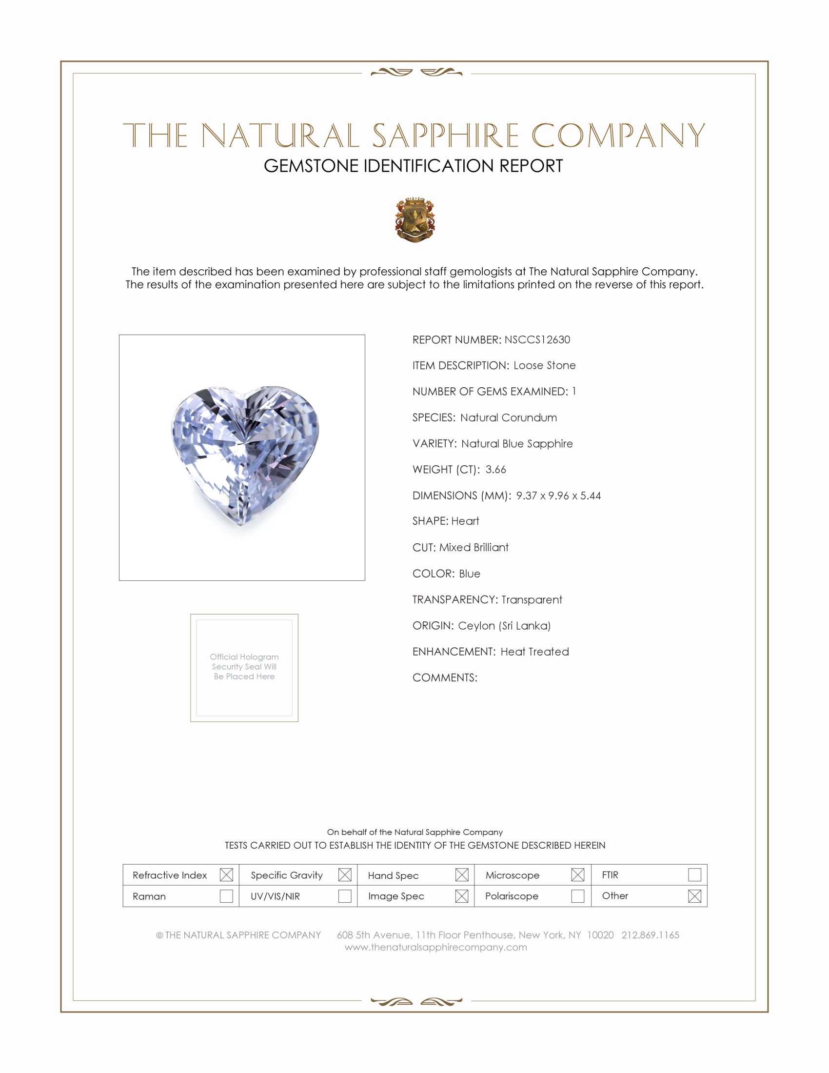 3.66 Ct. Blue Sapphire from Ceylon (Sri Lanka)