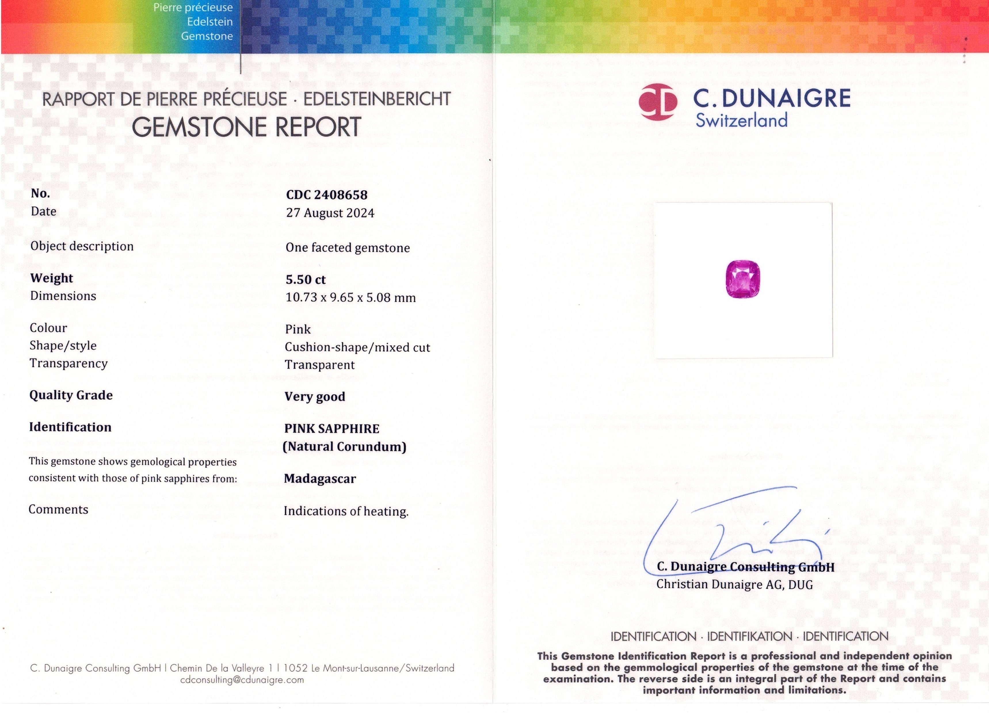 5.50 Ct. Pink Sapphire from Madagascar