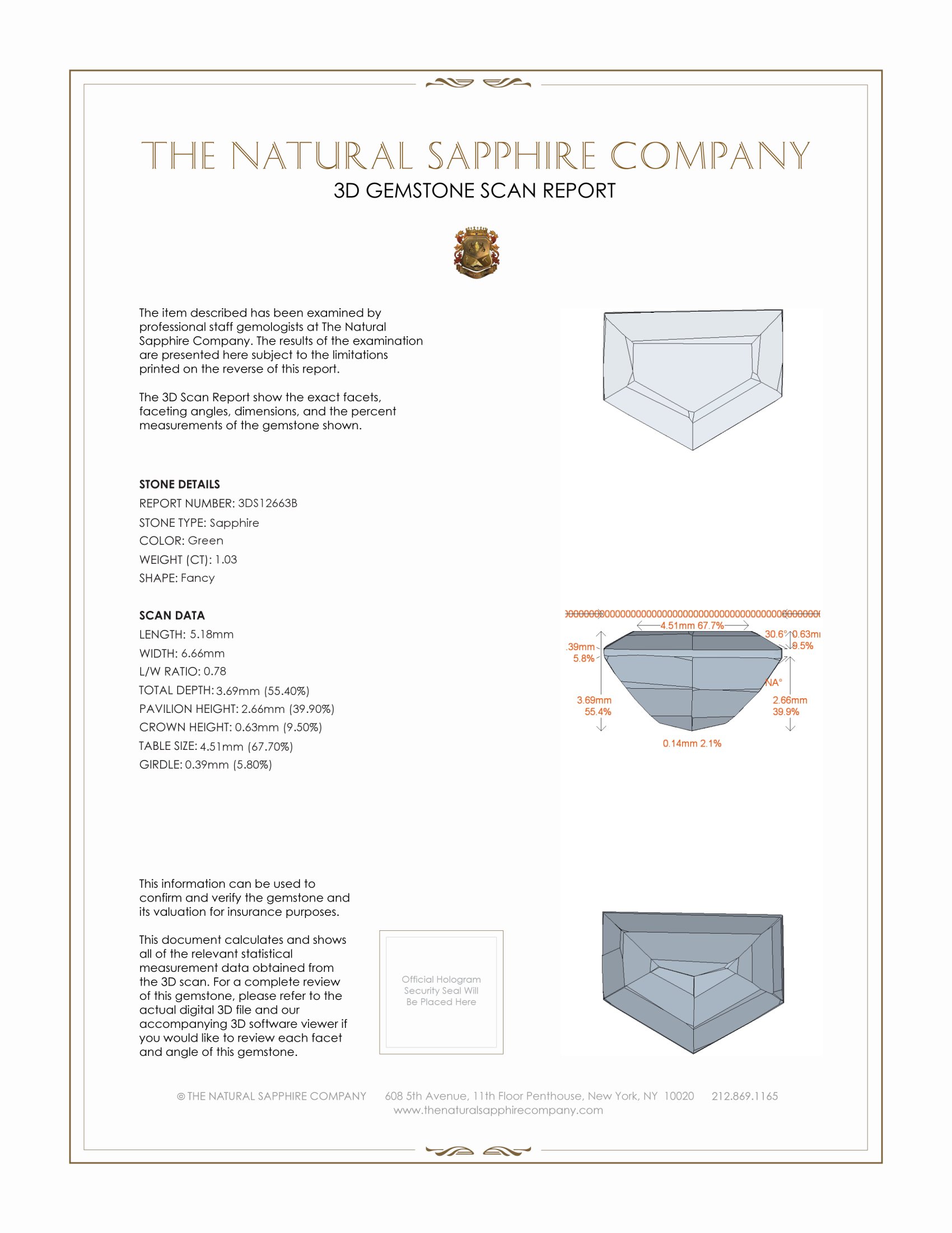 1.03 Ct. Green Sapphire from Montana