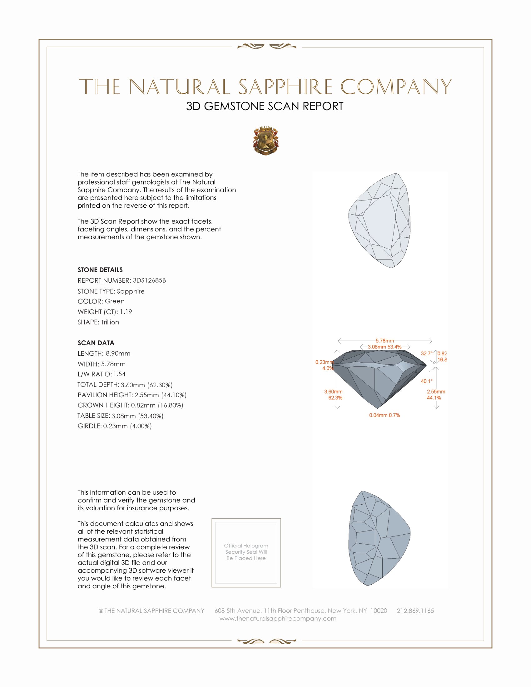 1.19 Ct. Green Sapphire from Montana