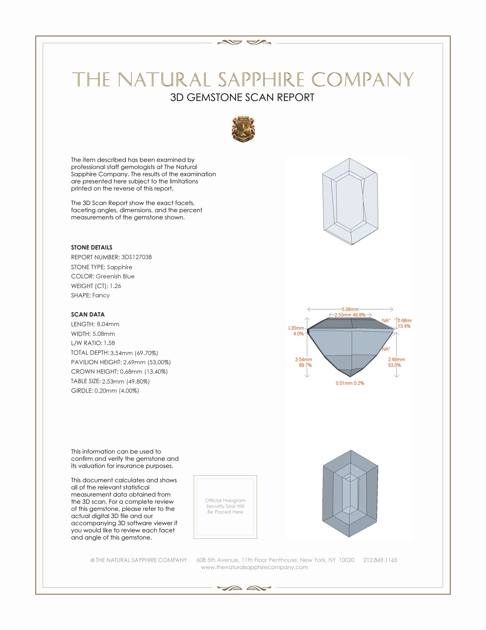 1.26 Ct. Greenish Blue Sapphire from Montana
