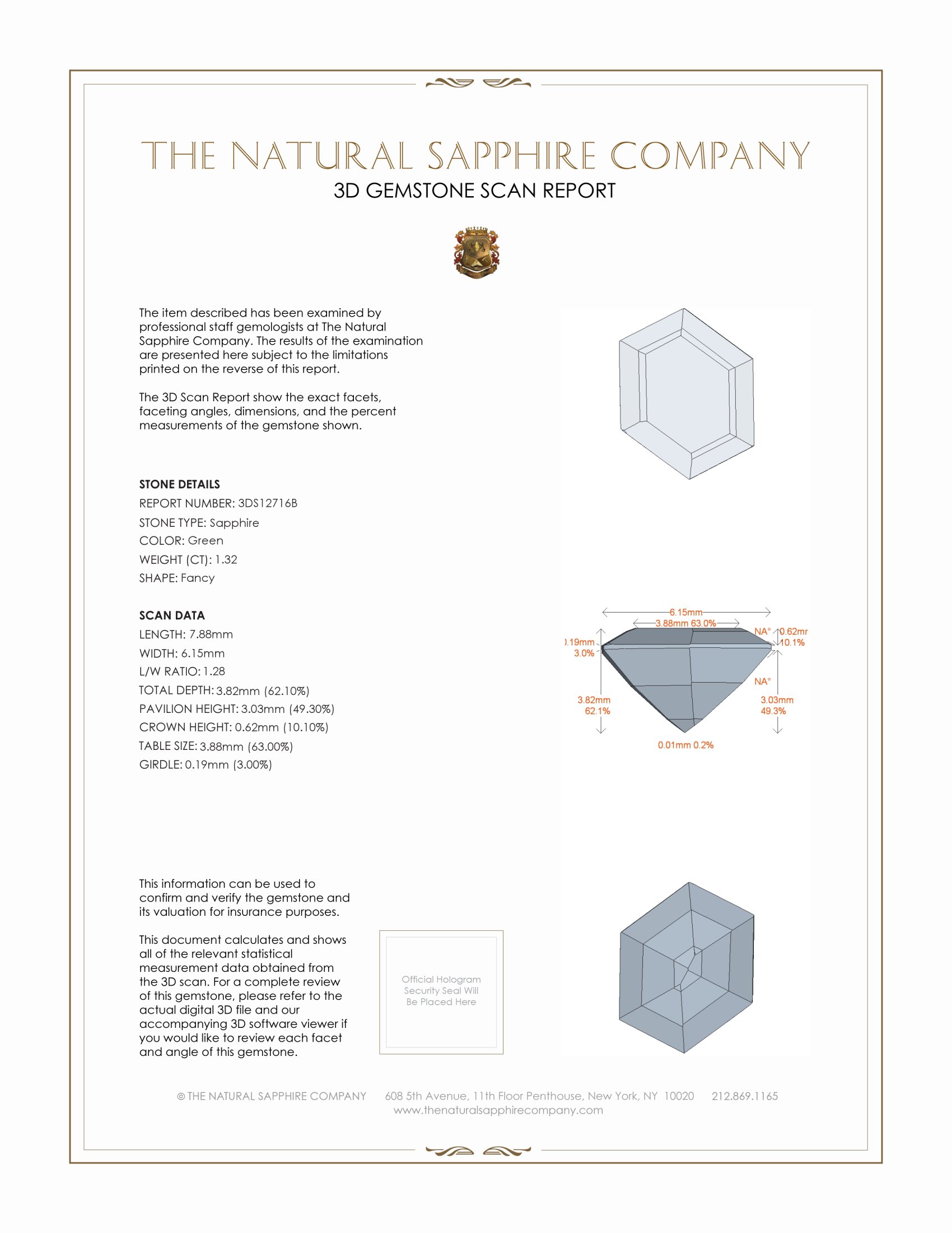 1.32 Ct. Green Sapphire from Montana