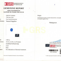 5.09 Ct. Blue Sapphire from Madagascar Scan Report