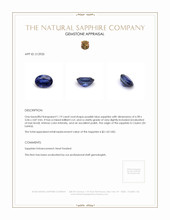 1.19 Ct. Purplish Blue Sapphire from Ceylon (Sri Lanka) Appraisal