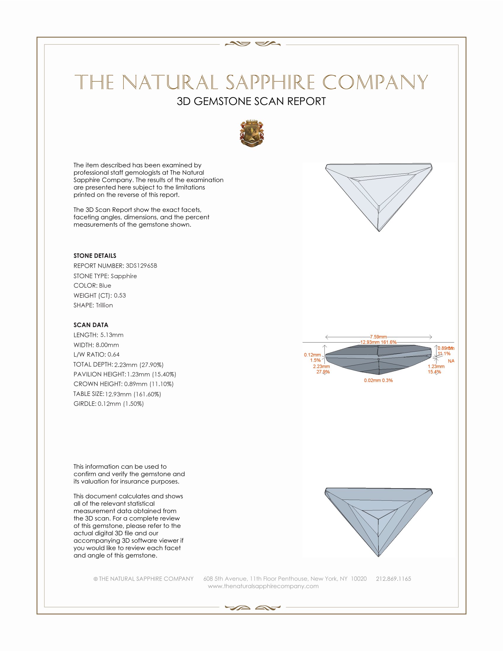 0.53 Ct. Blue Sapphire from Ceylon (Sri Lanka)