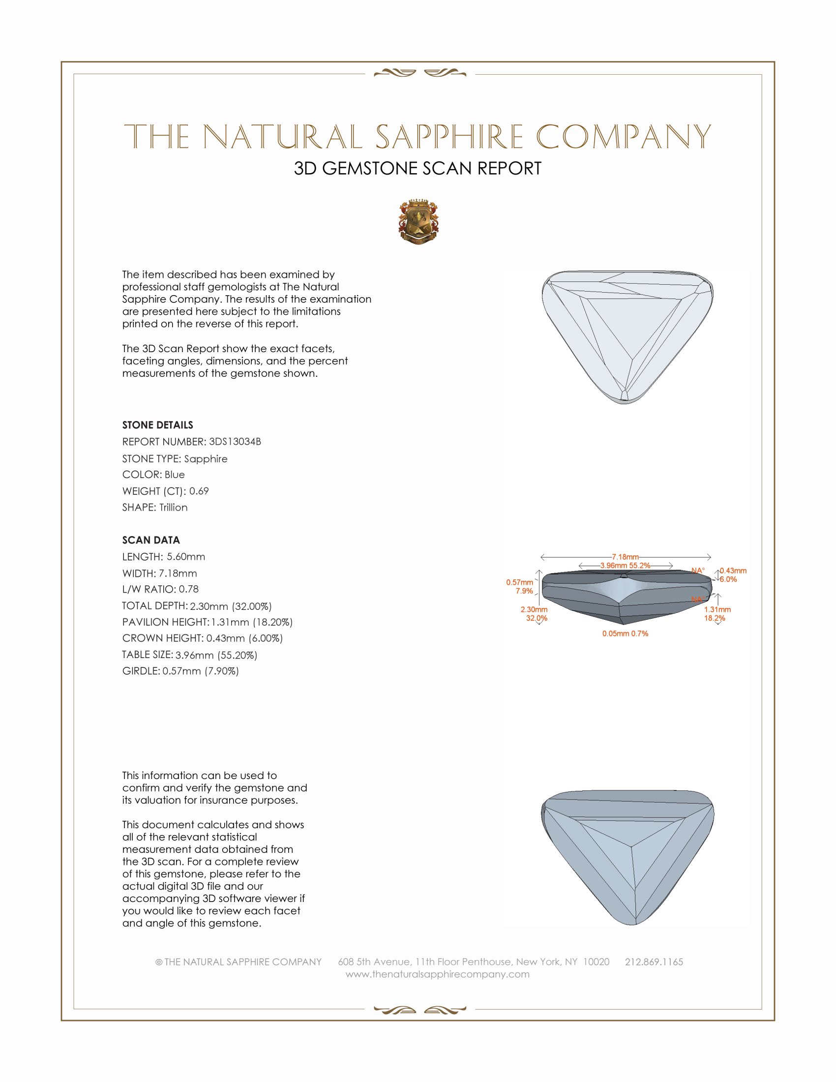 0.69 Ct. Blue Sapphire from Ceylon (Sri Lanka)