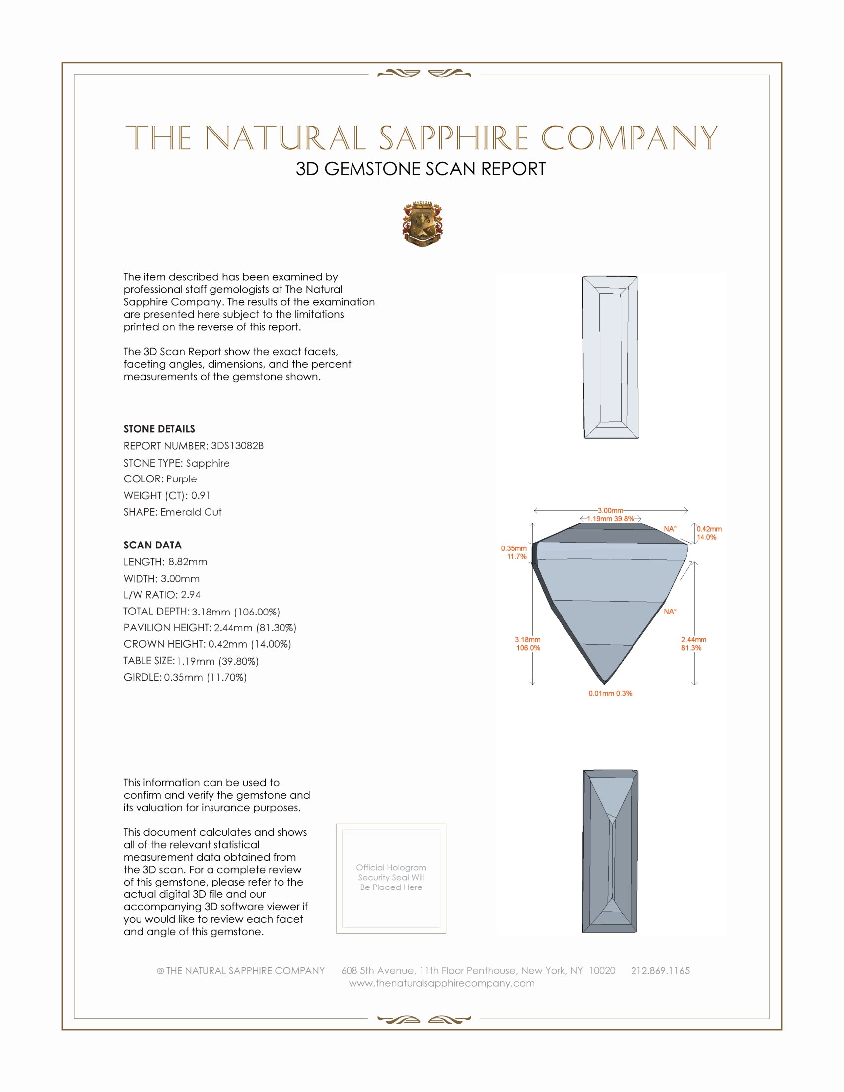 0.91 Ct. Purple Sapphire from Ceylon (Sri Lanka)