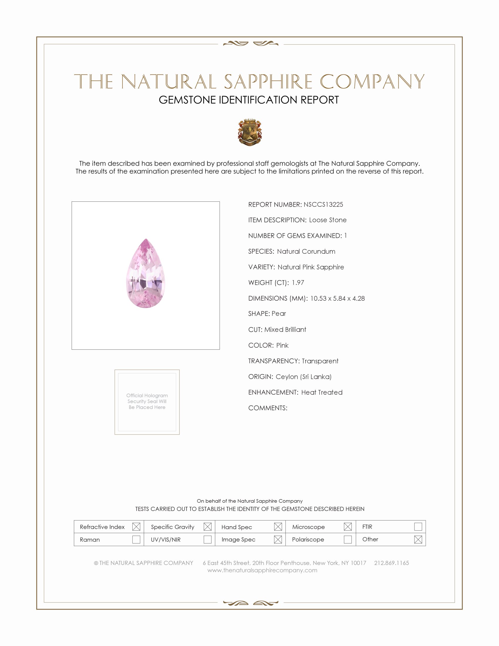 1.97 Ct. Pink Sapphire from Ceylon (Sri Lanka)