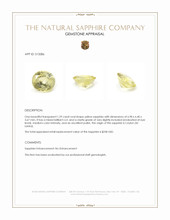 1.29 Ct. Yellow Sapphire from Ceylon (Sri Lanka) Appraisal