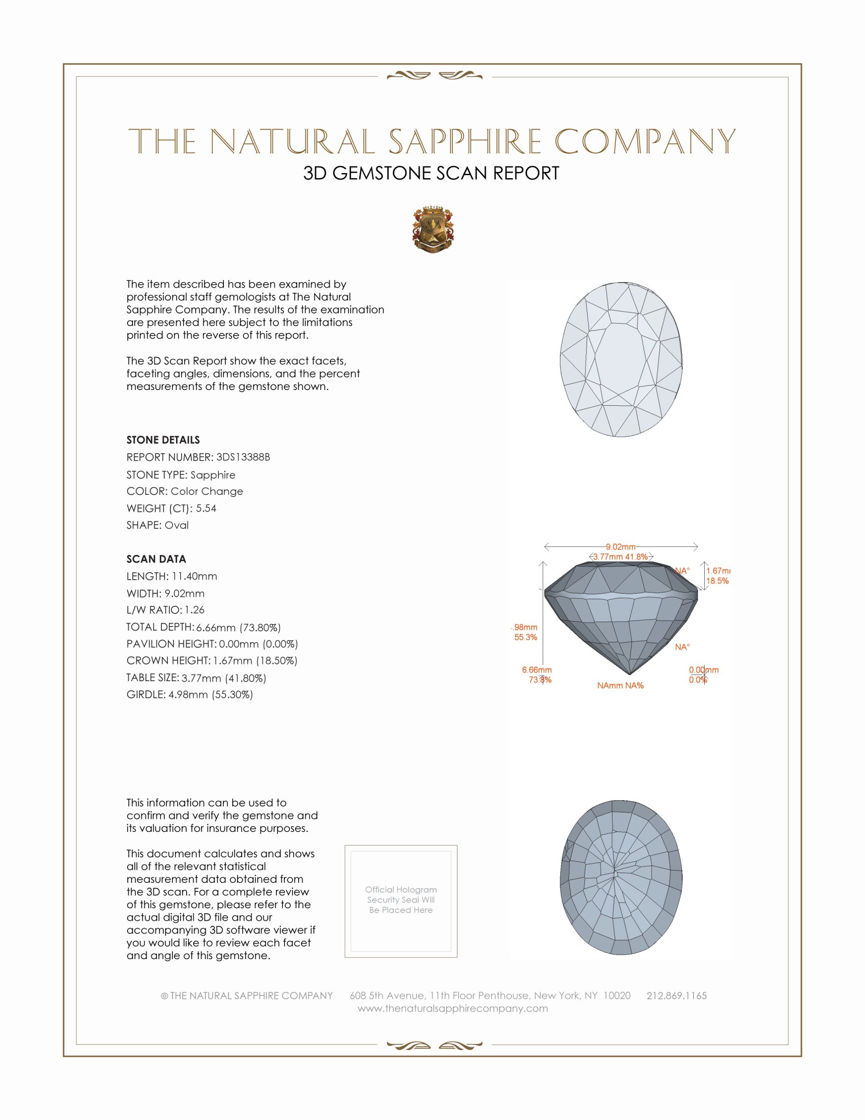 5.54 Ct. Color Change Sapphire from East Africa