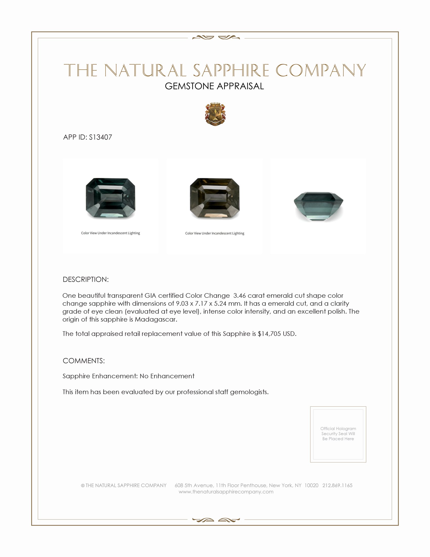 3.46 Ct. Color Change Sapphire from Madagascar