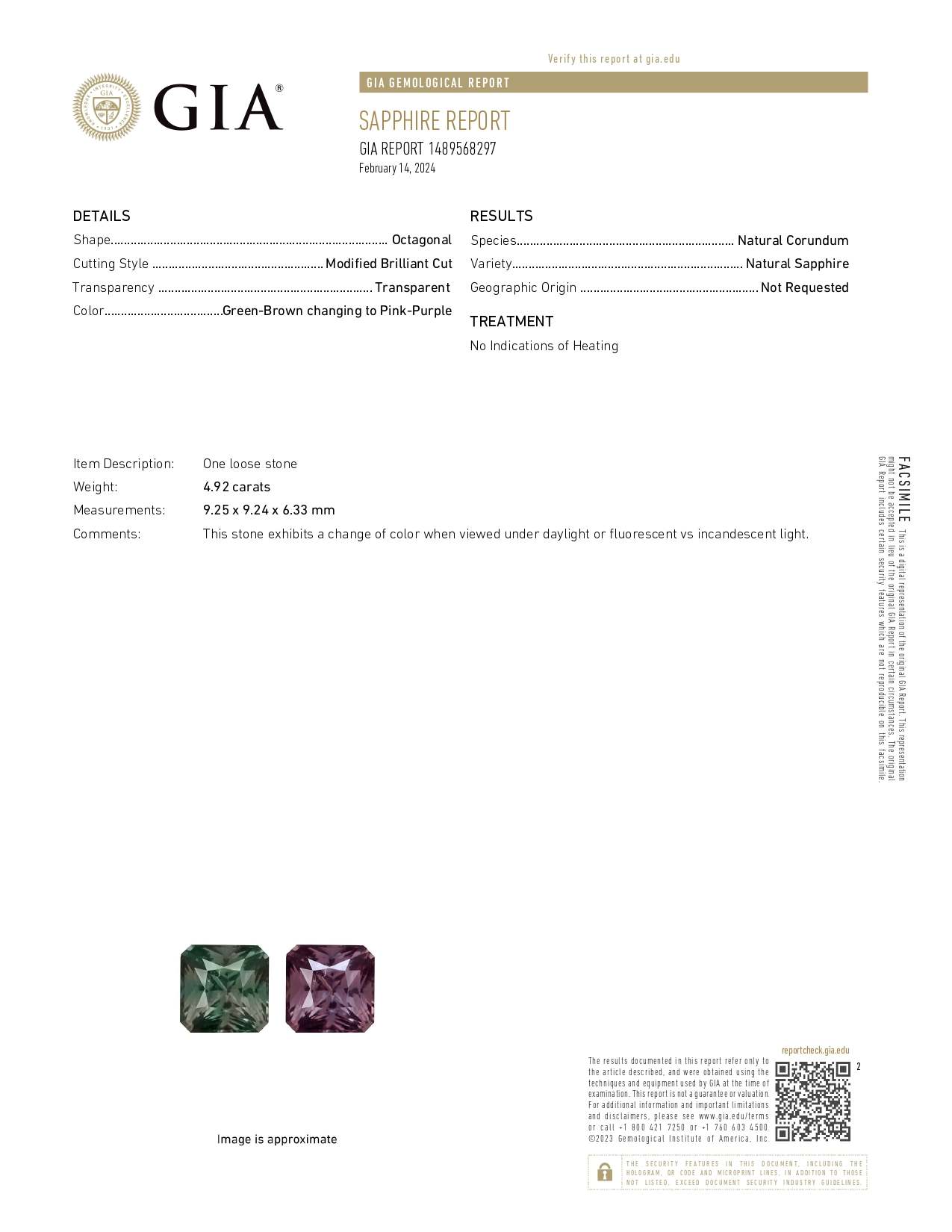 4.92 Ct. Color Change Sapphire from Madagascar