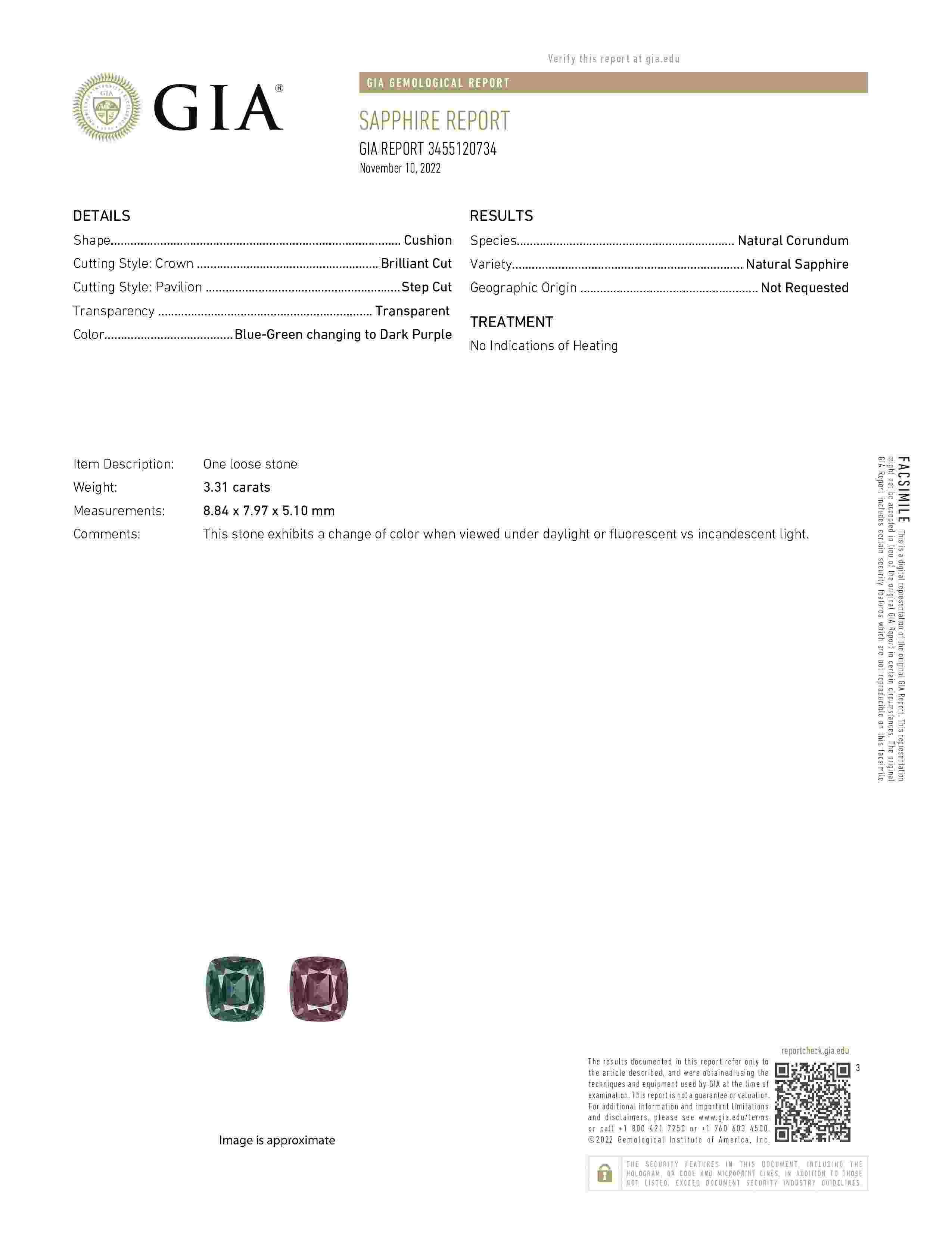 3.31 Ct. Color Change Sapphire from Madagascar