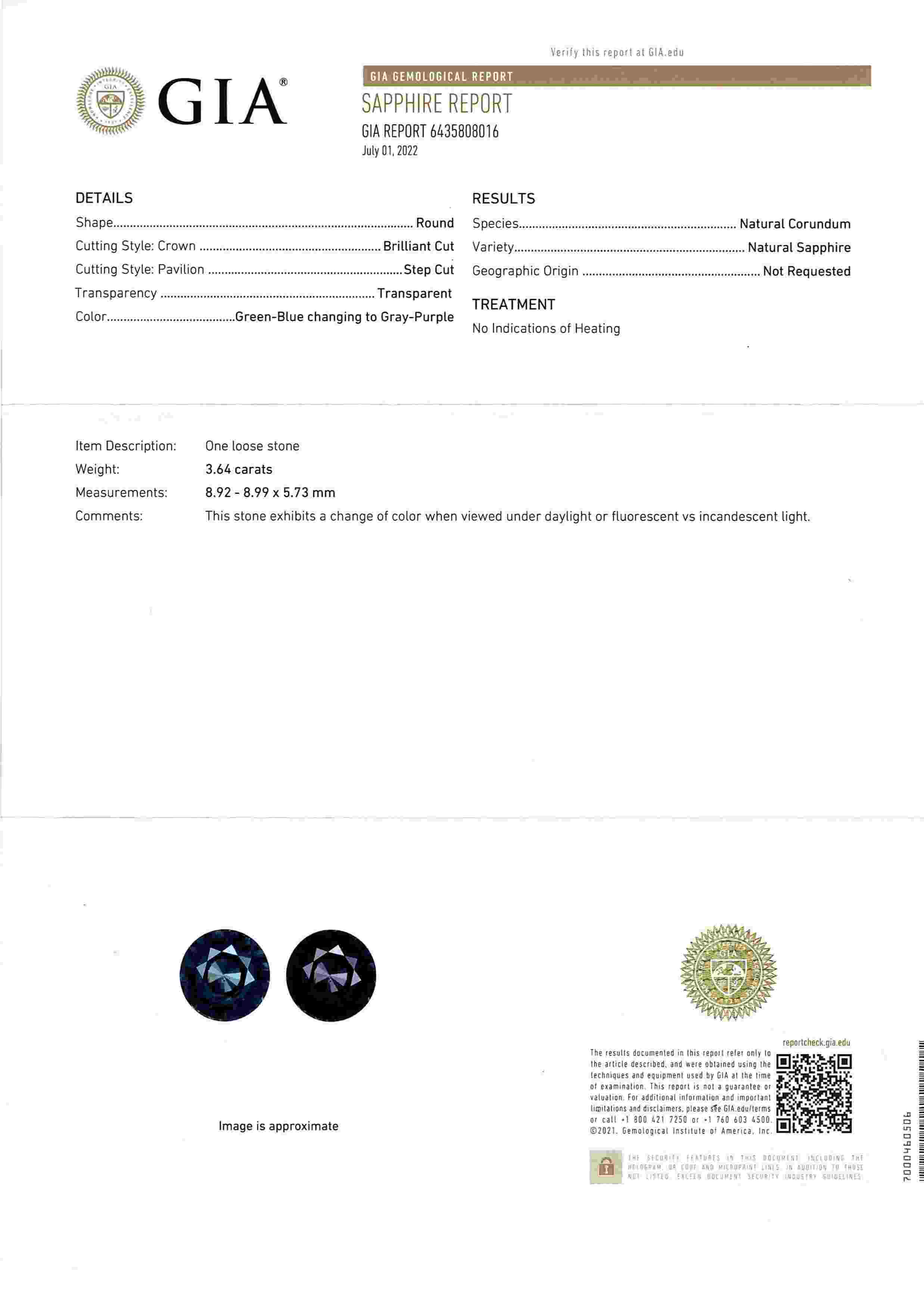 3.64 Ct. Color Change Sapphire from Madagascar