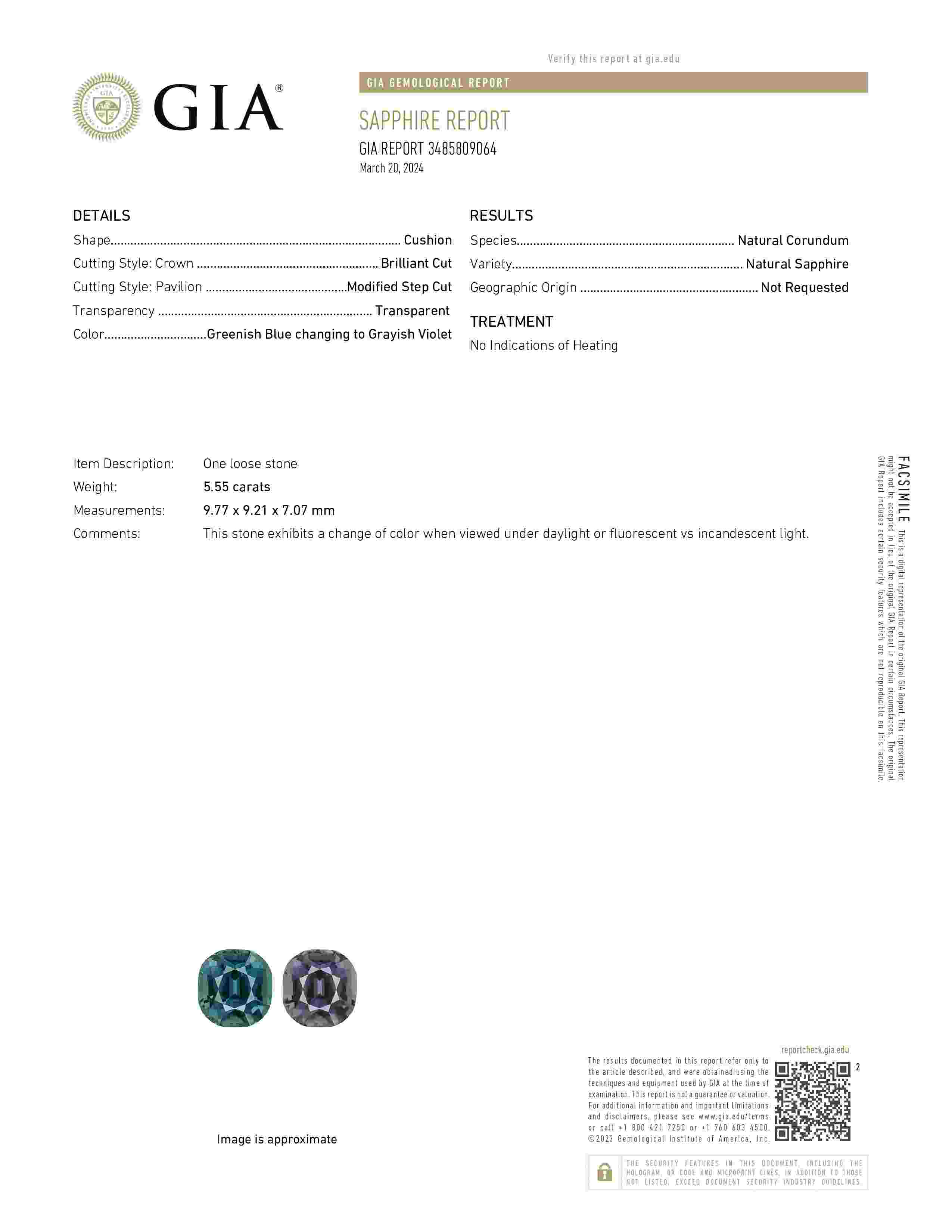 5.55 Ct. Color Change Sapphire from Madagascar