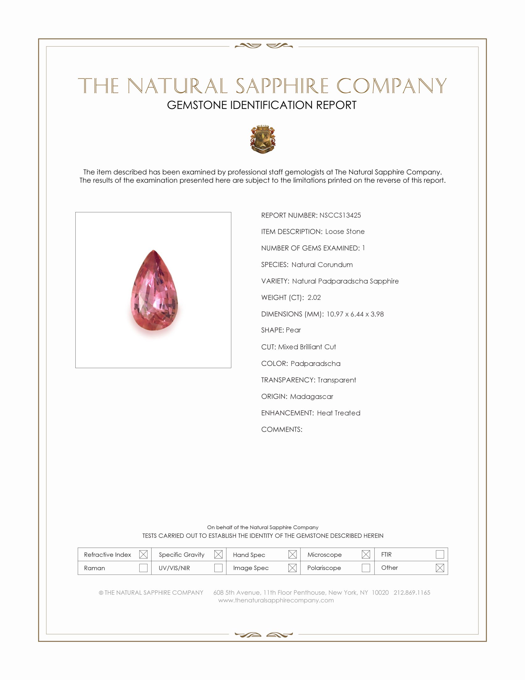 2.02 Ct. Padparadscha Sapphire from Madagascar